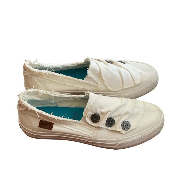 Blowfish Malibu Melon white slip on button Sneaker canvas shoe 8 laceless cotton - Picture 3 of 16